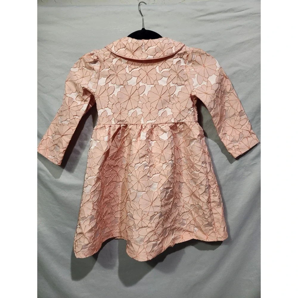 Bluberi Boulevard Girls Pink Swing Coat‎ Size 5 Textured Jacquard Valentines Day
